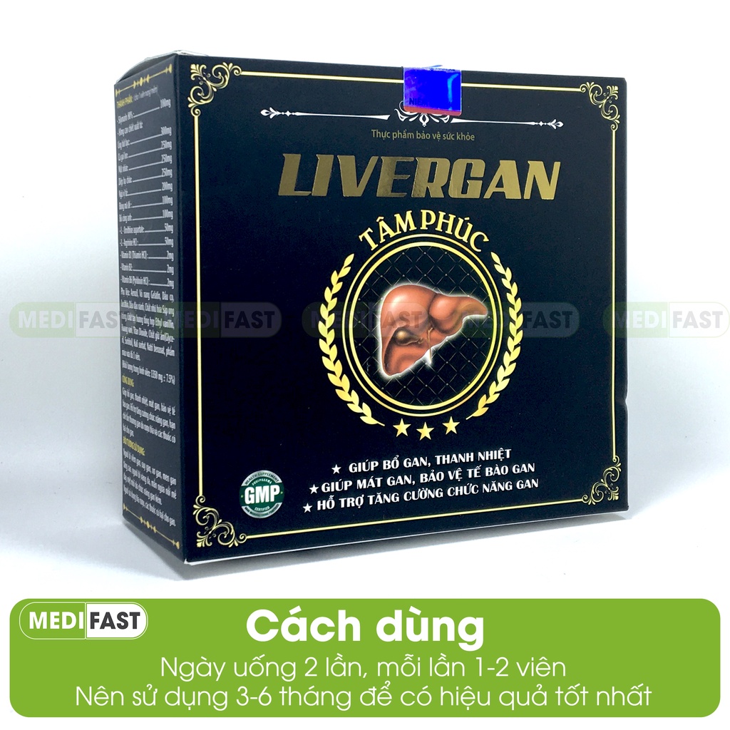 Bổ gan Livergan Tâm Phúc hỗ trợ giải độc gan từ Cà gai leo và Diệp hạ châu, mật nhân - Hộp 60 viên