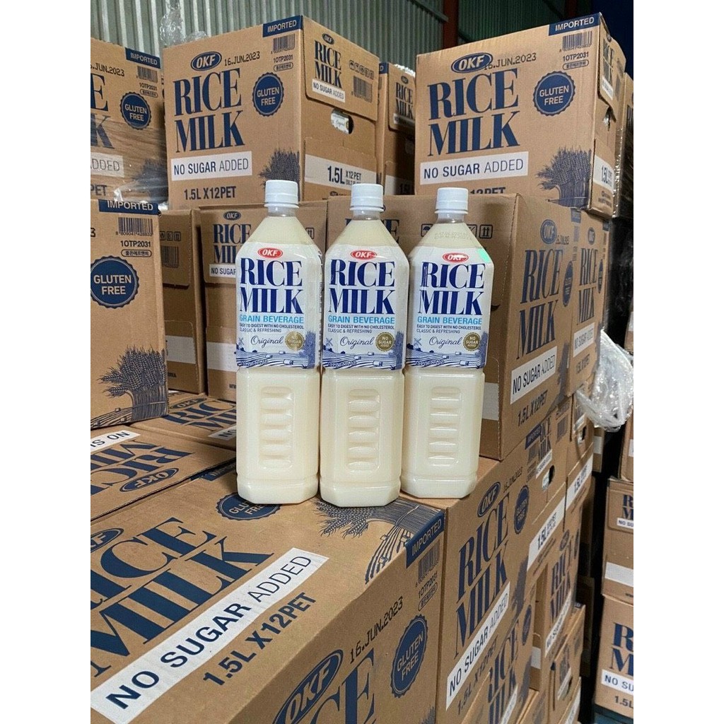 Nước sữa gạo không đường Hàn Quốc OKF RICE MILK “NO SUGAR ADDED” chai 1.5L