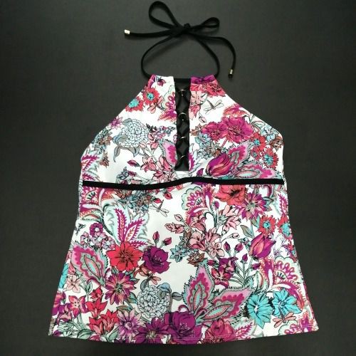 Đồ bơi nữ Gibson Latimer cổ yếm đan dây trước trắng in hoa 8DGN582M ( TH8935 )