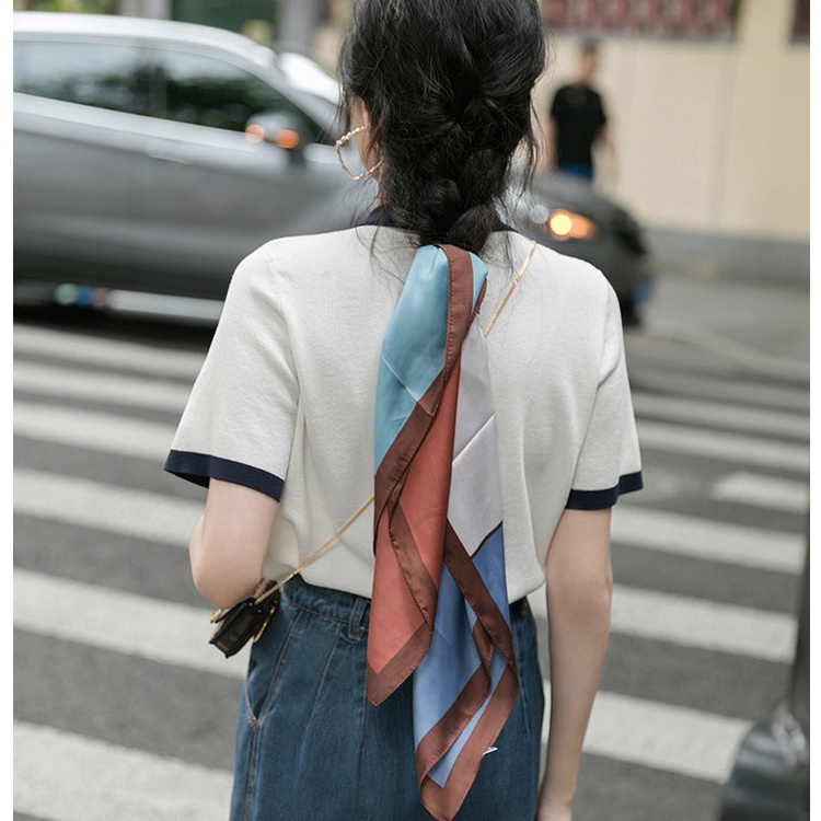 Áo thun IELGY dệt kim tay ngắn mỏng thời trang mùa hè 2022 dành cho bạn nữ