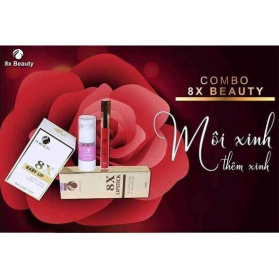 combo khử thâm môi 8x baby lip (tặng 1 son 8x lipstick)