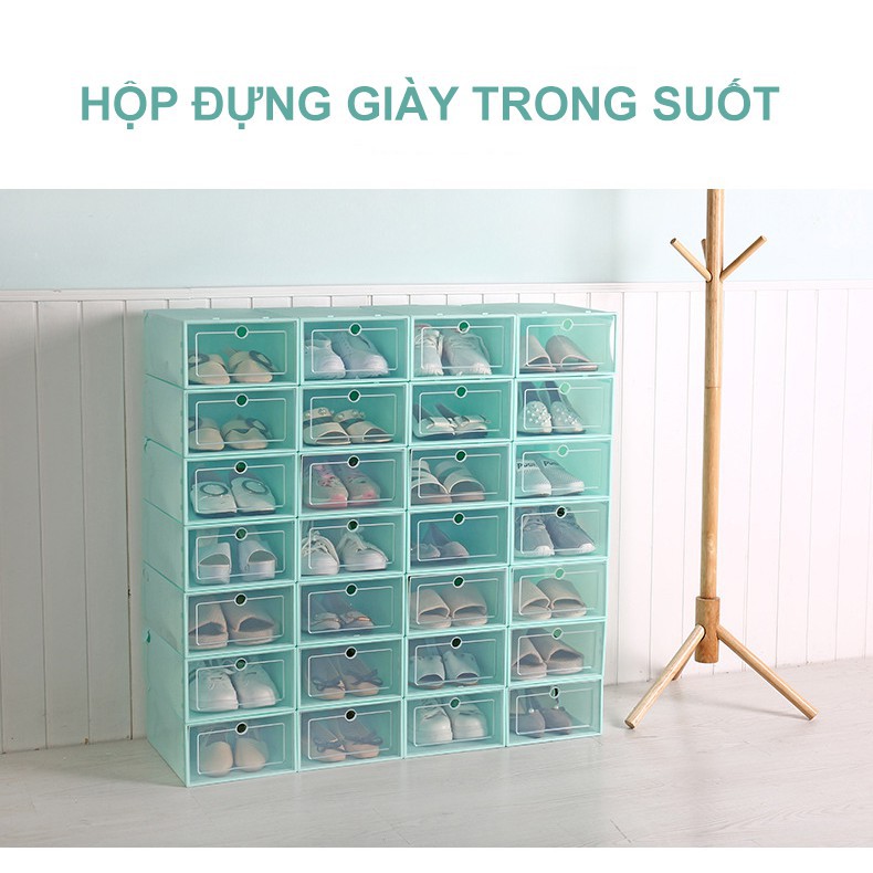 Hộp Đựng Giày Nắp Nhựa Cứng Trong Suốt l Hộp đựng giày chống bụi bẩn trong suốt, nhựa mica trắng, có nắp đậy