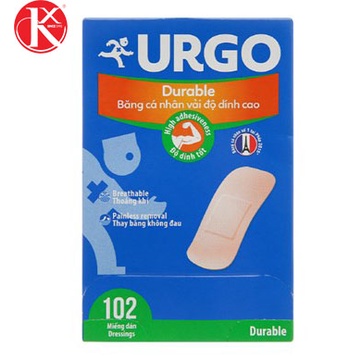 URGO DURABLE BĂNG CÁ NHÂN VẢI ĐỘ DÍNH CAO (hộp 102 miếng)