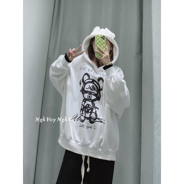 Áo Hoodie Nam Nữ Tai Thỏ Nhiều Màu Có Ảnh Thật Tự Chụp - Áo Thu Đông Chất Nỉ Mềm Mịn Hottrend 2021 Rubystore