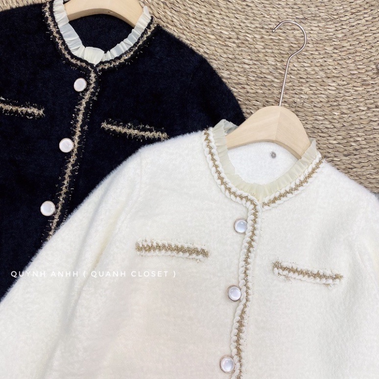 Áo khoác len cardigan lông cừu mềm mịn hàng cao cấp viền thừng sang chảnh phong cách thời trang hàn quốc | BigBuy360 - bigbuy360.vn