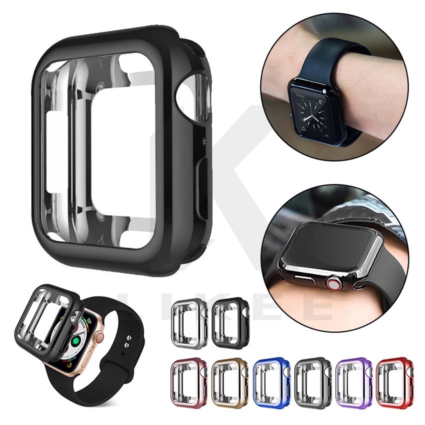 TPU Soft Cover Apple Watch Case 38mm 42mm 40mm 44mm Iwatch Series SE 6 5 4 3 2 1 Khung Bảo Va