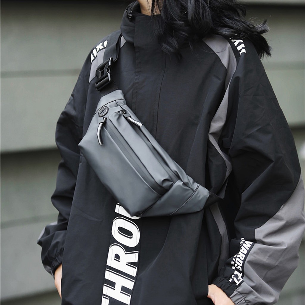 Túi Đeo Chéo Nam Nữ Unisex Thời Trang Chống Nước Vải Đen Túi Bao Tử Trượt Nước Đeo Hông Lưng Bụng Basic | BigBuy360 - bigbuy360.vn