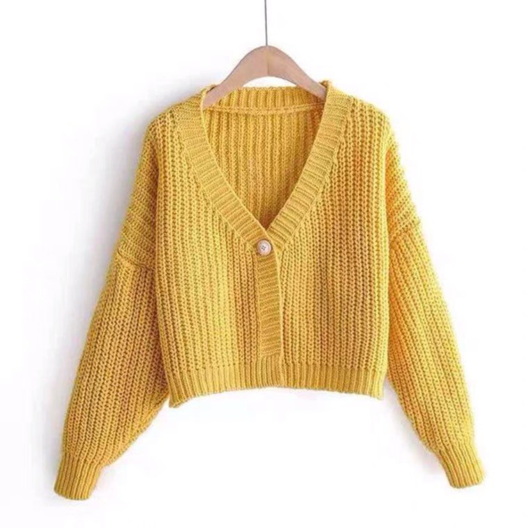 NUZIRO  Áo khoác cardigan ngắn dáng rộng phong cách Hàn Quốc thời trang cho nữ