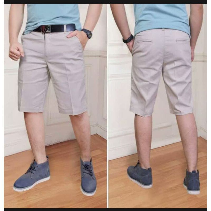 Quần short chinos 3/4 vải Cotton thiết kế cá tính cho nam