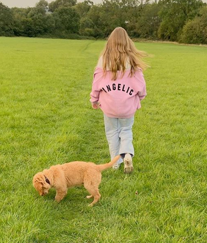 DUNEA Áo khoác len tay dài có núi cài thêu họa tiết chữ cái thời trang cho nữ