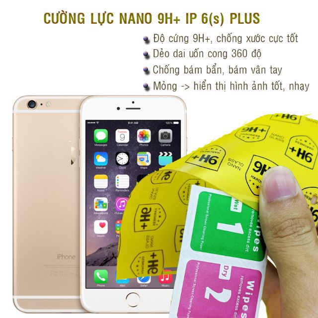 Dán cường lực dẻo nano trước và sau cho iPhone 6 Plus, 6S Plus