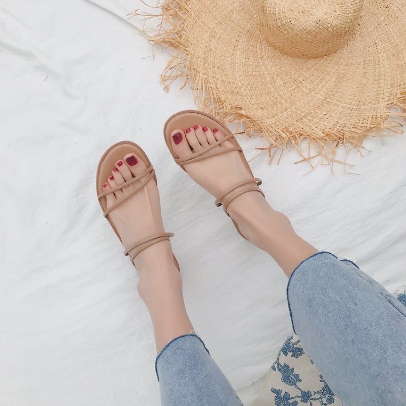 Sandal nữ đi học đế bệt đẹp ulzzang quai mảnh HARINA SD004