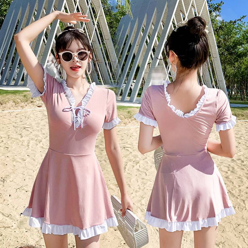 Bộ Đồ Bơi Một Mảnh Tay Ngắn Eo Cao Màu Trơn Kín Đáo Thời Trang Mới Dành Cho Nữ Ds-028217 | BigBuy360 - bigbuy360.vn