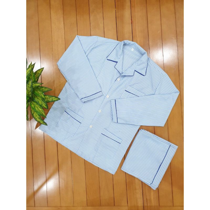 Bộ pijama kẻ sọc trung niên áo dài quần dài hàng đẹp đủ số