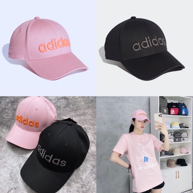 (ảnh thật) Mũ/nón EMBROIDERED BASEBALL CAP BLACK &amp; PINK
