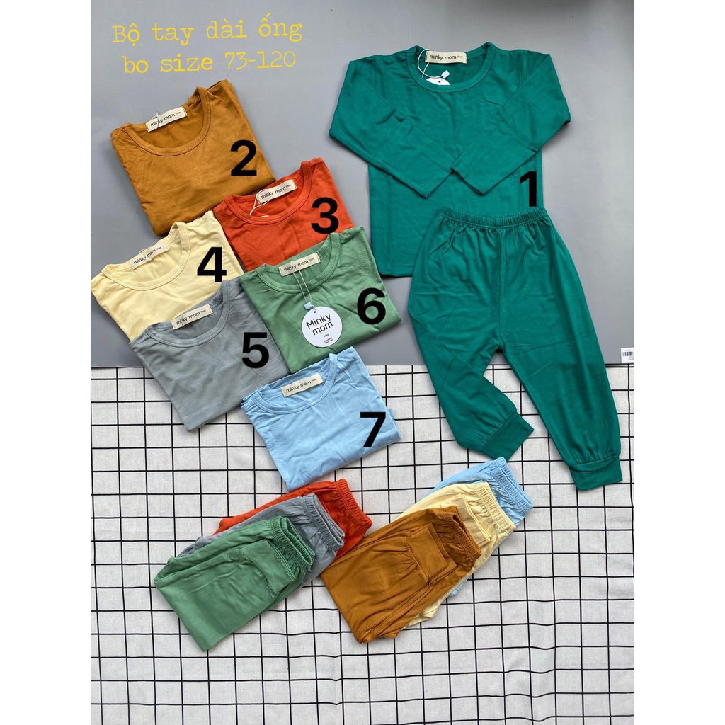 Bộ Dài Tay THUN LẠNH MINKYMOM Màu Trơn Cho Bé TD-TR01 - HÀNG MỚI VỀ
