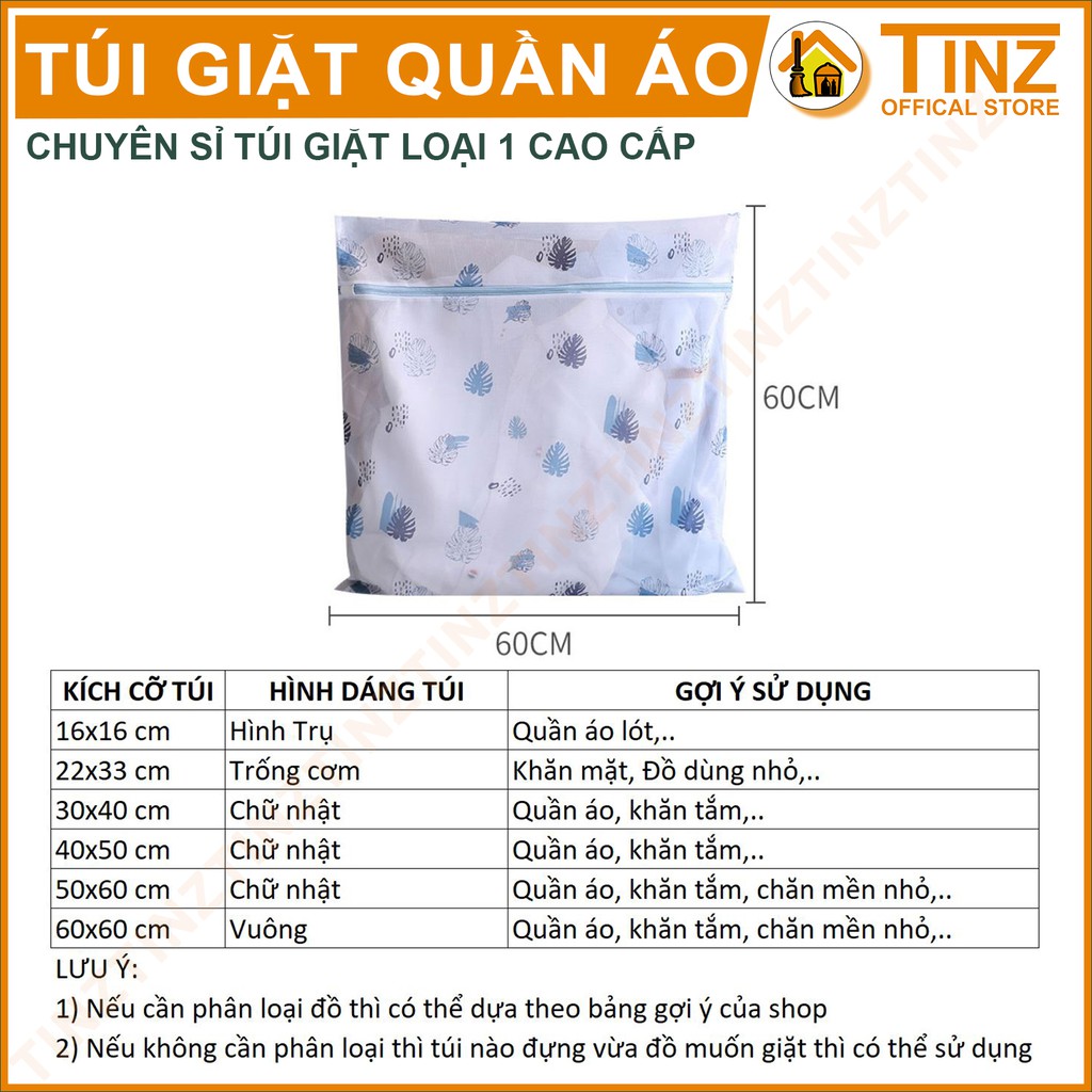Combo 6 Túi Giặt TINZ VN Lá Cọ, Túi Lưới Giặt Đựng Áo Quần Cao Cấp Dành Cho Máy Giặt