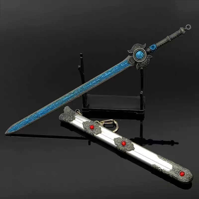 Naraka Bladepoint Mô hình móc khoá kiếm Hàm Quang Thừa Ảnh Kiếm, Hồ Trung Nhật Nguyệt Kiếm trang trí Dài 22cm Kim Loại