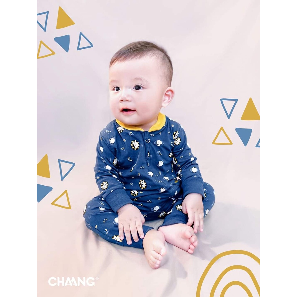 Chaang body dài tay khoá chéo Jungle cho bé trai, bé gái, body cotton, bộ liền thân