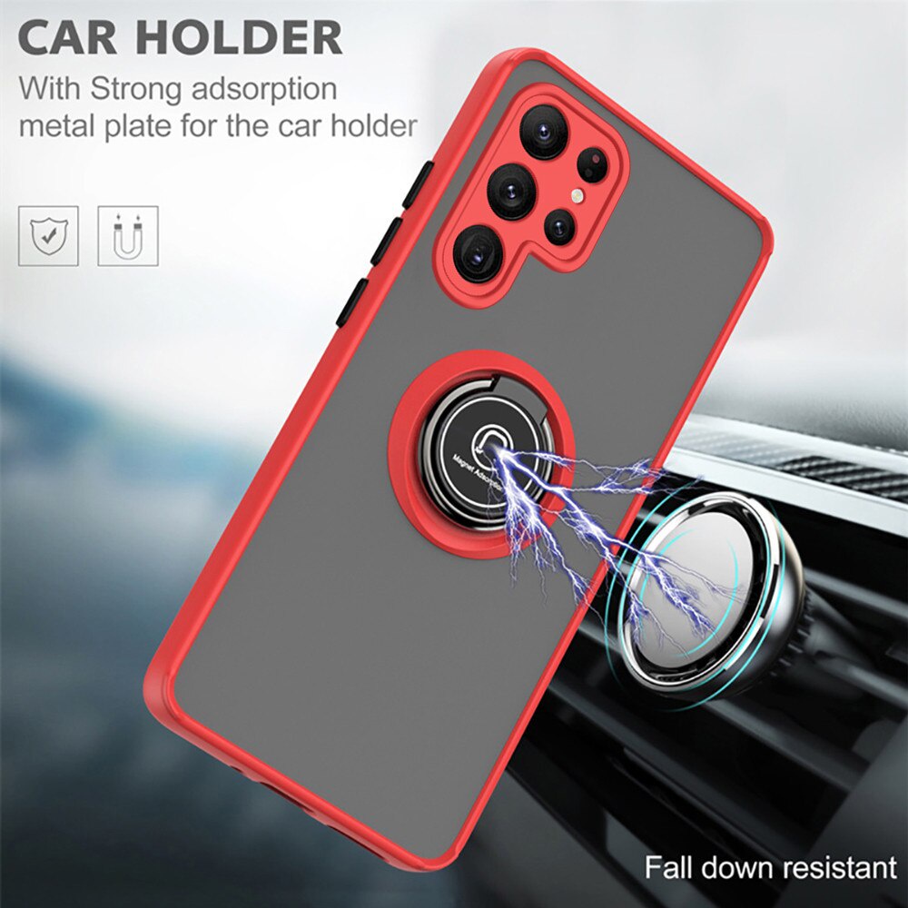 Matte Camera Shockproof Cover For Samsung Galaxy S22 Ultra 5G Case Samung S 22 22S Plus S22Ultra Magnetic Ring Stand Armor Coque