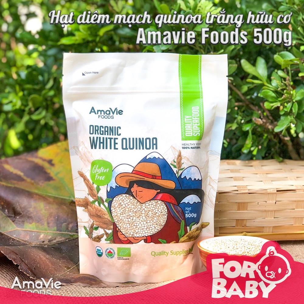 Hạt diêm mạch quinoa trắng hữu cơ Amavie Foods 500g
