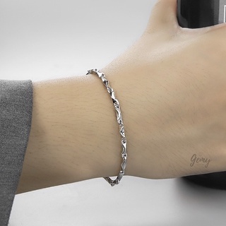 Vòng tay nam bạc lắc mắt xích hộp chữ nhật nhiều size đơn giản, cá tính, unisex | GEMY SILVER VTN4