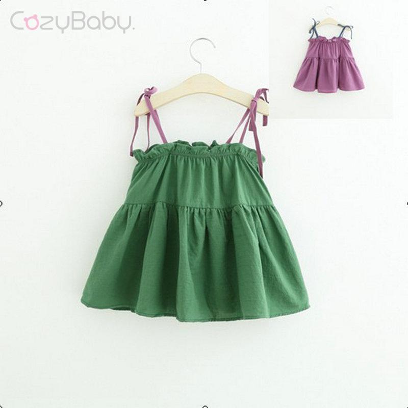 Đầm Dây Đi Biển Bằng Cotton Cho Bé Gái 1-6 Tuổi