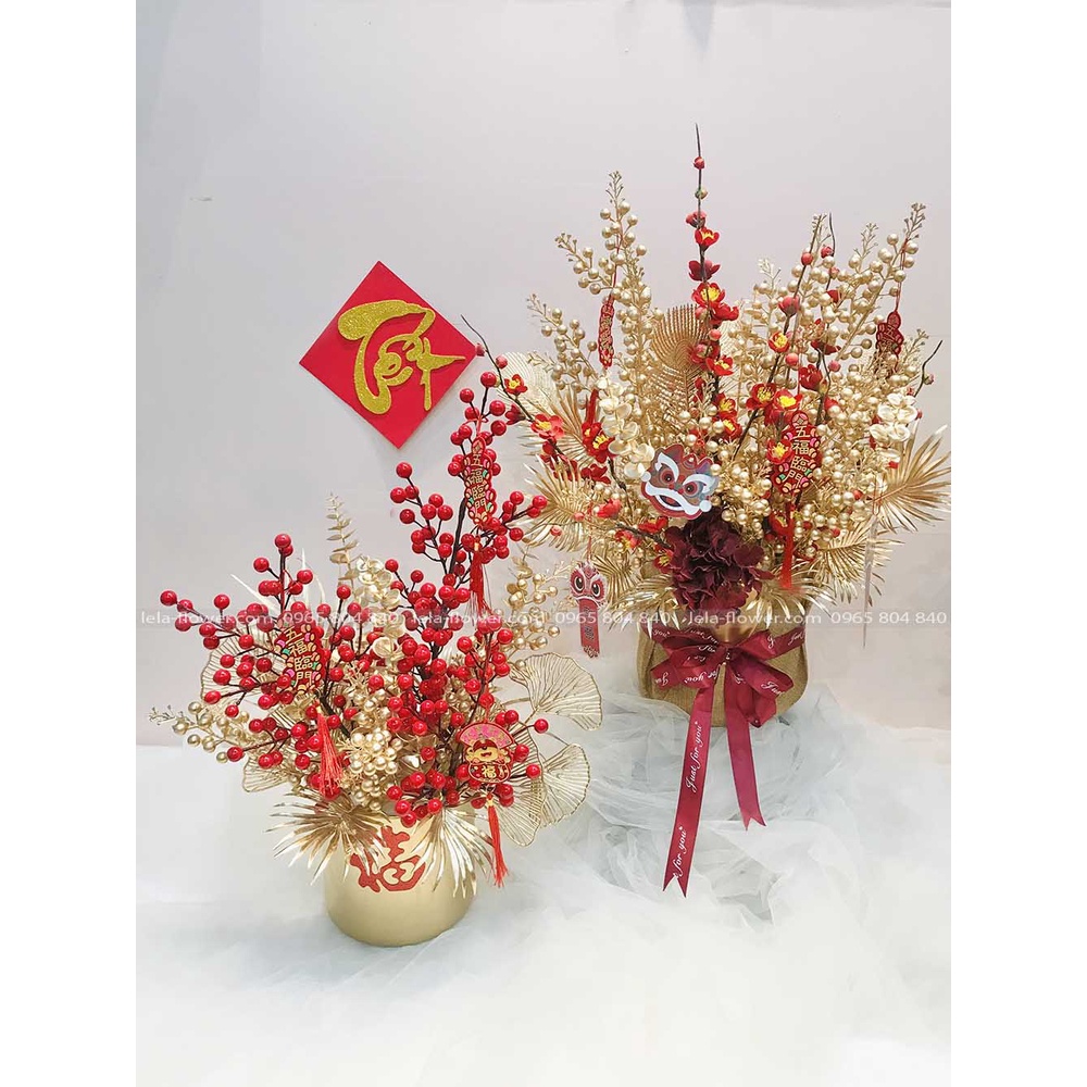 [ĐÃ CẮM SẴN] Bình hoa đào đông giả, bình hoa trang trí Tết, bình hoa decor nhà cửa, giao Hỏa tốc Hà Nội