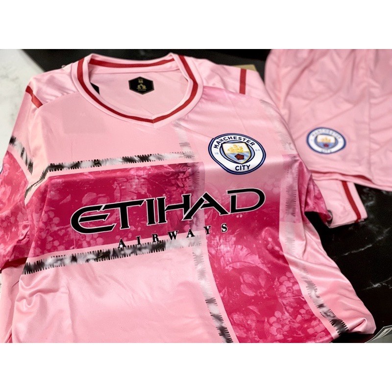 Quần Áo Bóng Đá. Đồ Đá Banh CLB Manchester City Hồng Thun Thái Cao Cấp