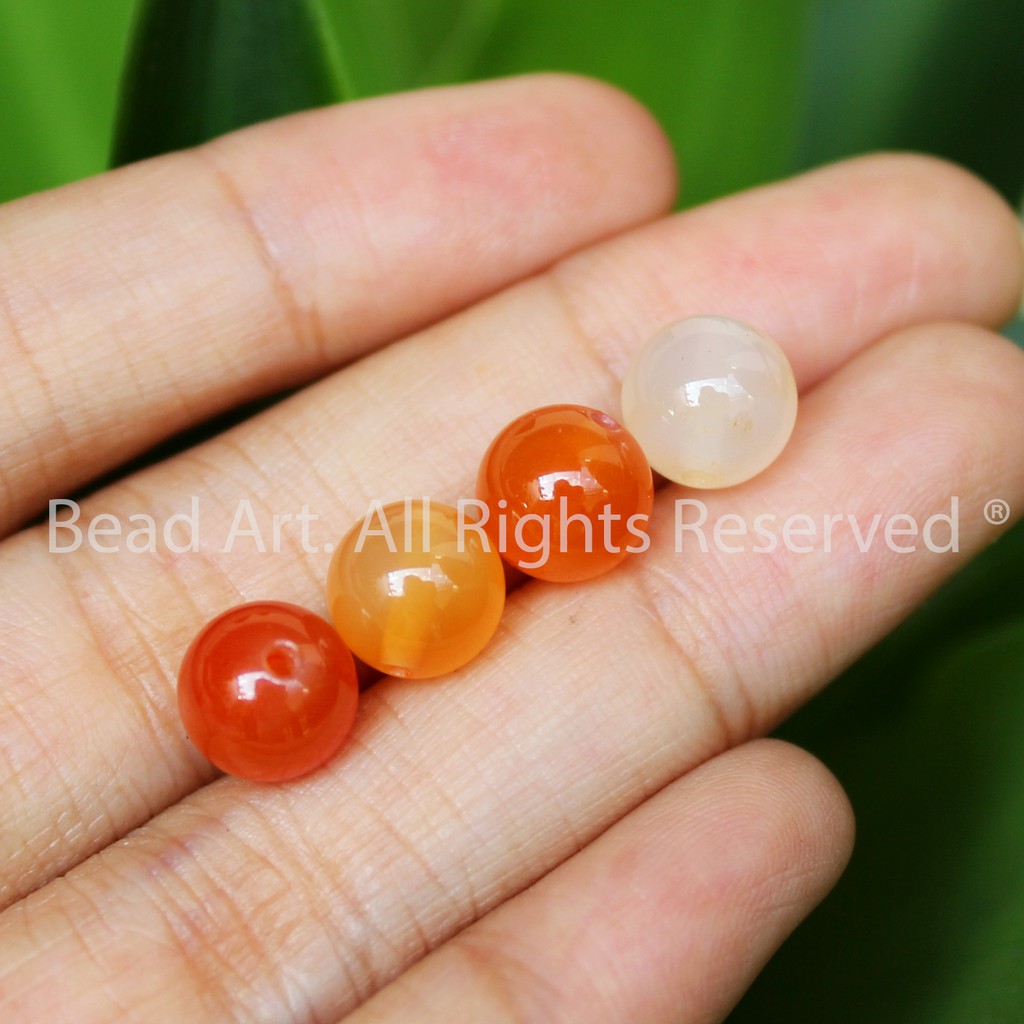 [1 Hạt] Đá Agate Đỏ Cam 8MM - Phối Vòng Tay, Đá Phong Thuỷ, Chuỗi Hạt, Trang Sức