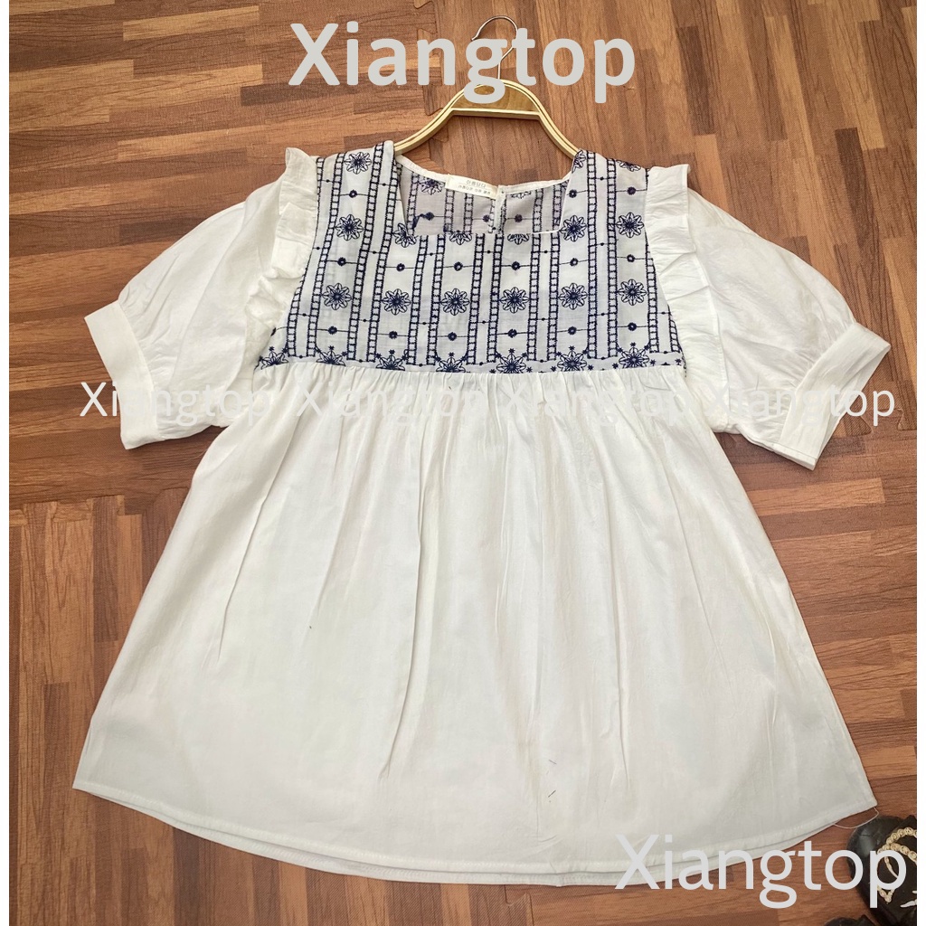 Áo babydoll tiểu thư thêu hoạ tiết kaca NH000101 aosomicongsothietke