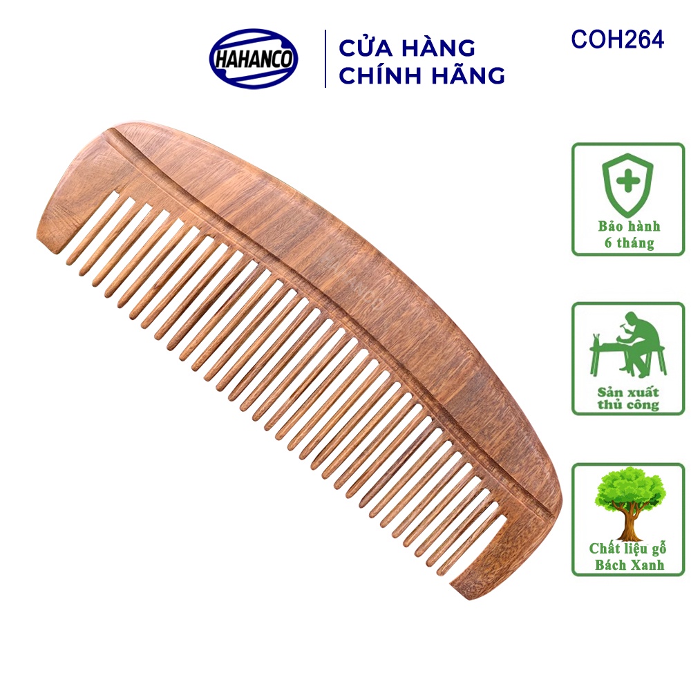 Lược Múi Bưởi Gỗ Thơm HAHANCO (Size: M -14cm) Có Thể Bỏ Túi Mang Theo Người - COH264