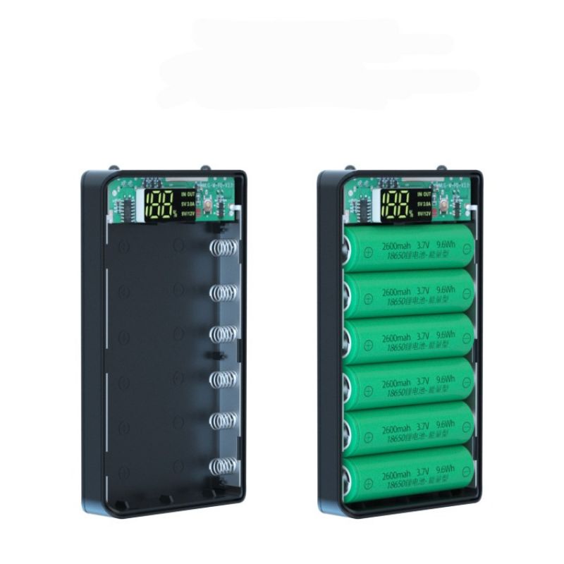 BỘ VỎ 6 PIN - M6 -  BOX SẠC DỰ PHÒNG ĐIỆN THOẠI CHÂN LÒ XO DÙNG PIN 18650 KHÔNG PHẢI HÀN