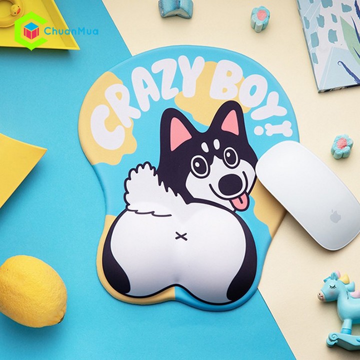 Lót Chuột Có Đệm Tay SILICON Hình Mông Cún Cực Xinh (Corgi, Poodle, Bulldog, Husky và Chân mèo) | BigBuy360 - bigbuy360.vn