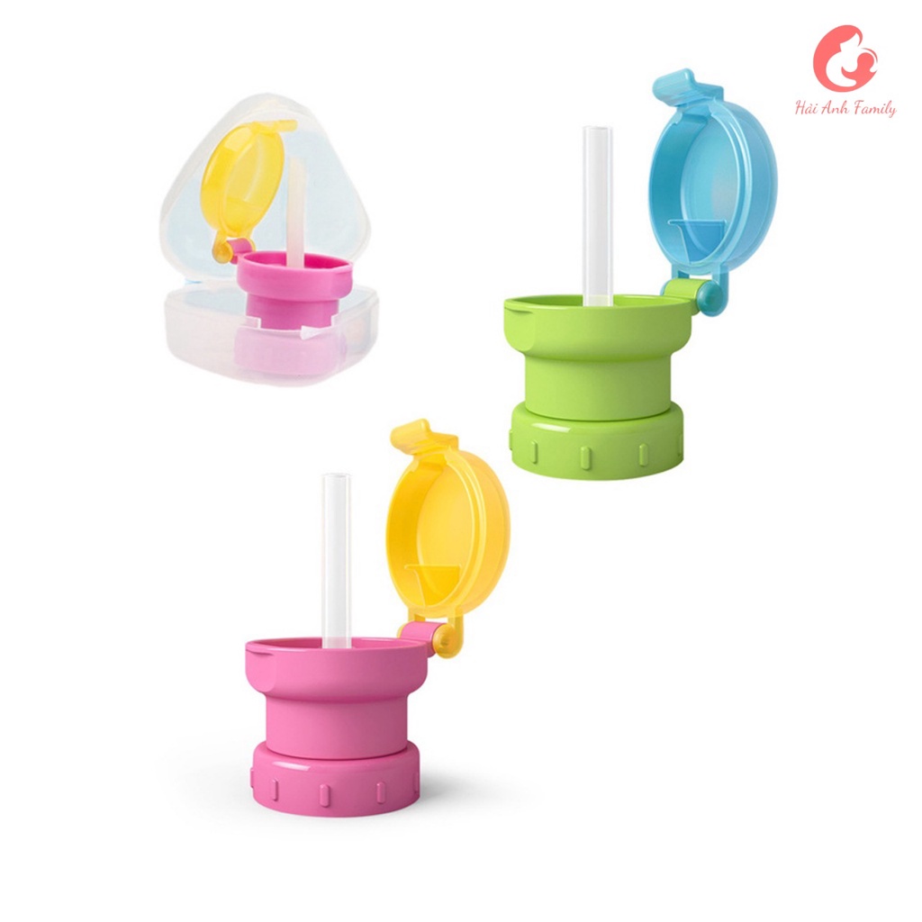 Bộ chuyển đổi sang ống hút gắn chai nước cho bé tiện dụng mang ra ngoài, chống đổ, chống sặc.(có hộp)