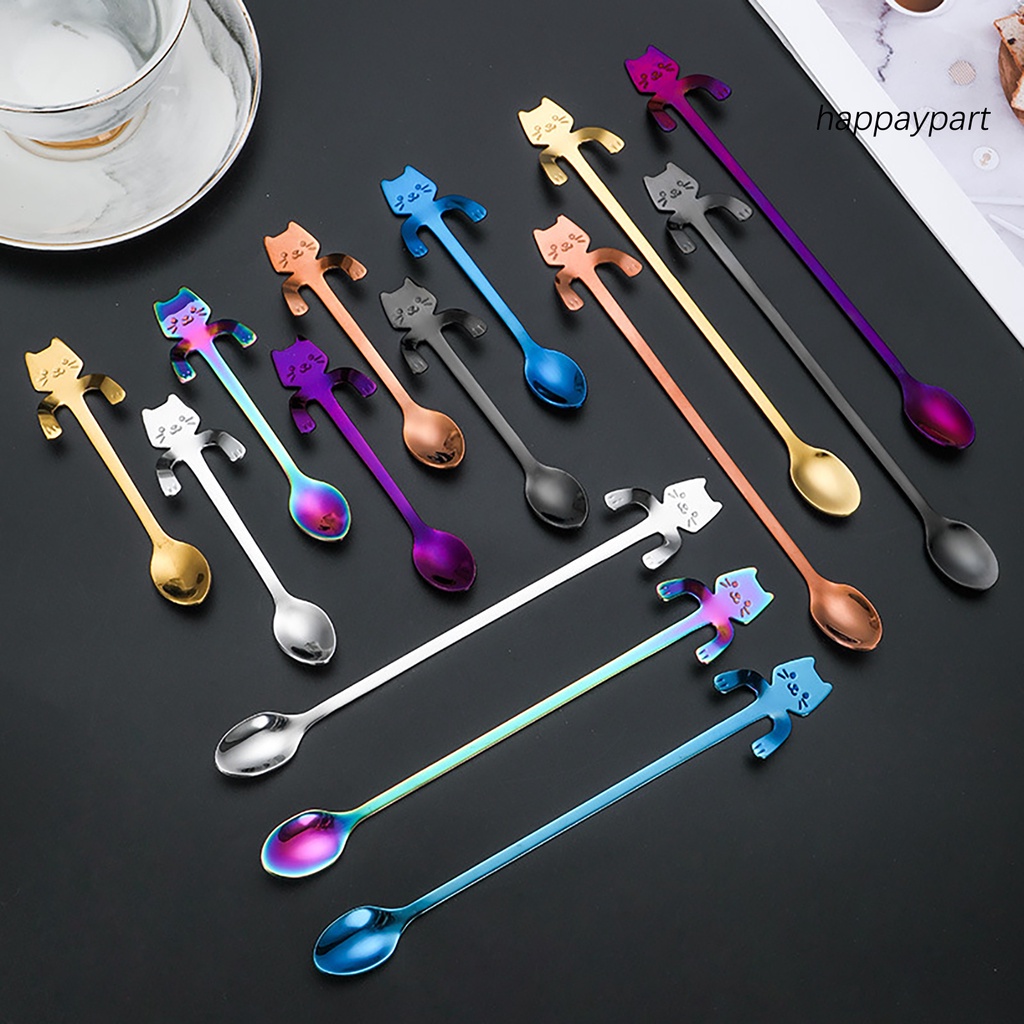Muỗng Cà Phê Bằng Thép Không Gỉ Hình Mèo Dễ Thương