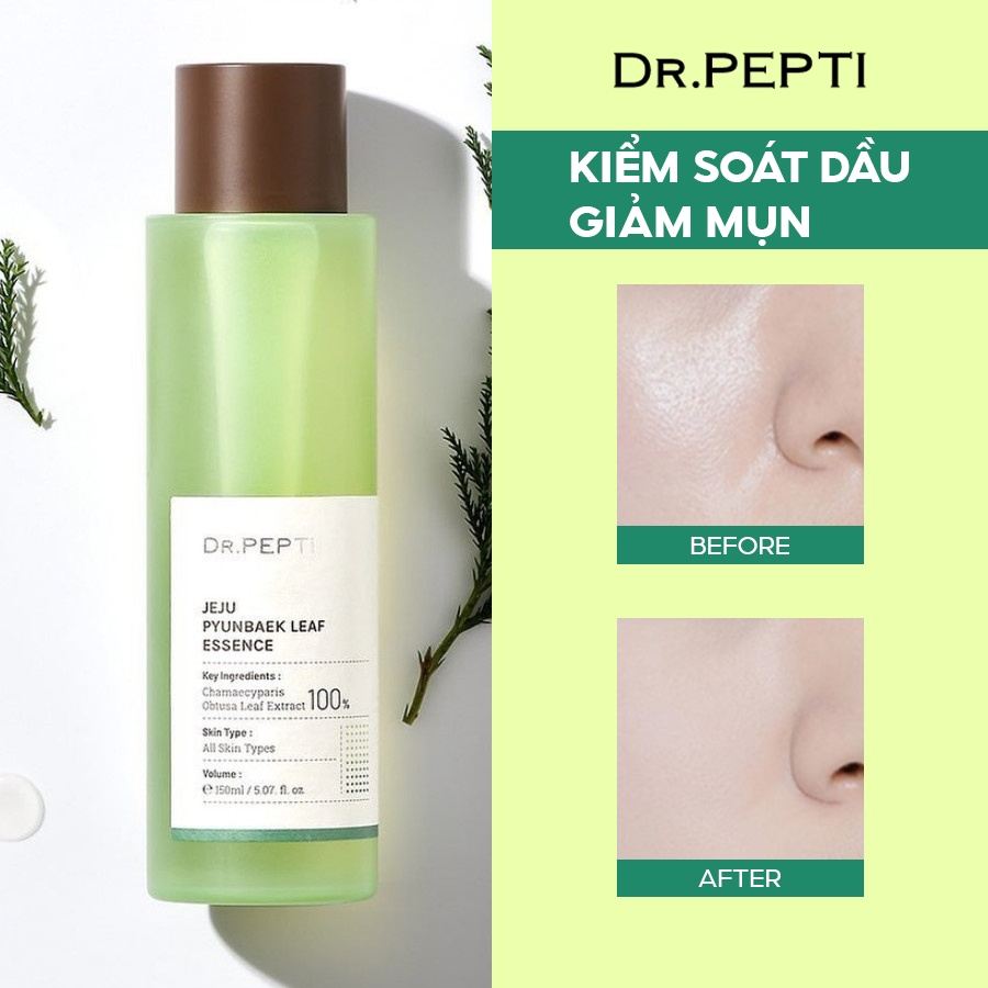 Tinh Chất Phục Hồi Da Chiết Xuất Từ Tinh Dầu Lá Bách Xanh Đảo Dr.pepti Jeju Pyunabek Leaf Essence 150ml