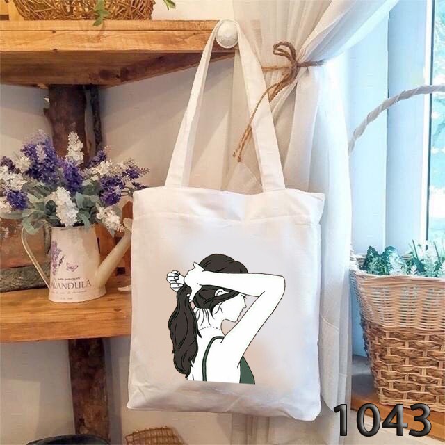 TÚI TOTE TRẮNG CHẤT VẢI CANVAS CÔ GÁI NHIỀU PHONG CÁCH DỄ THƯƠNG HÀNG CHUẨN ĐẸP