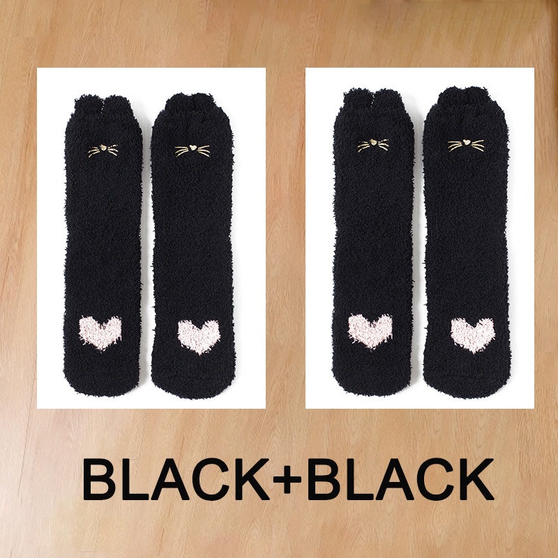 FINETOO Set 2 Đôi Tất Hình Chân Mèo Dễ Thương Cho Nữ