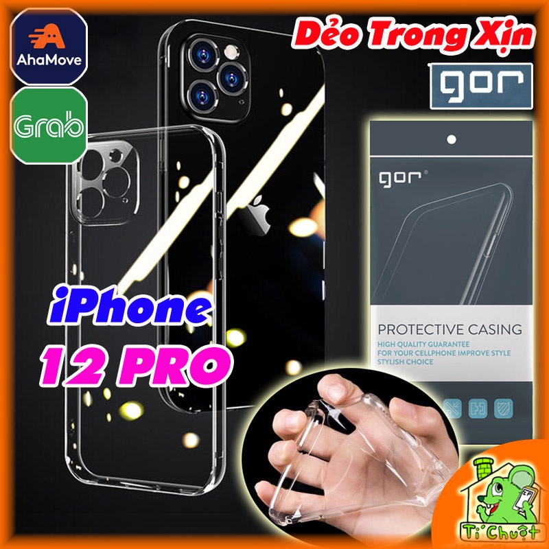 [Chính Hãng GOR][Ảnh Thật] Ốp lưng iPhone 12 PRO 6.1&quot; Silicon Dẻo Trong Suốt