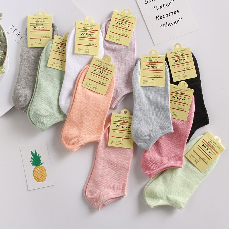 [❌Giá Sỉ ❌]Tất Vớ Nữ Ulzzang Cotton Trơn Cổ Ngắn, Cổ Thấp Màu Pastel Siêu Mềm Mại (10 Màu) 88157