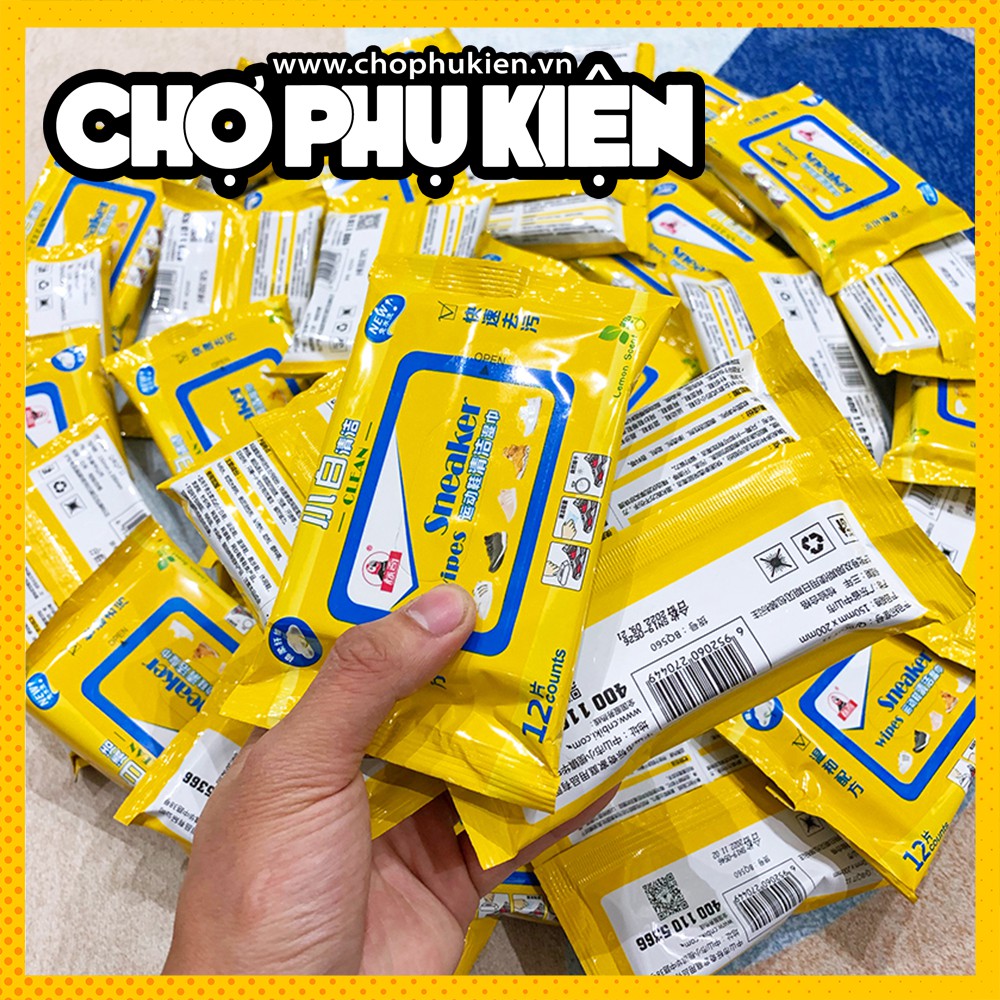 Túi 12 miếng khăn lau giày trắng diệt khuẩn, chống ố, tiện lợi mọi nơi (Sneaker Wipes)