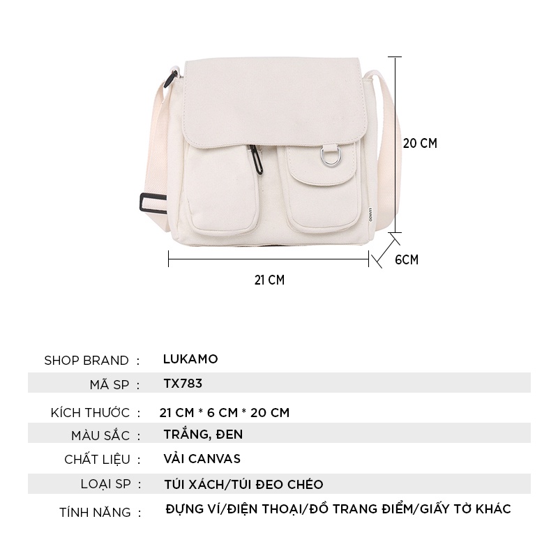 Túi vải bố canvas tote đựng đồ quần áo đeo vai thời trang nhỏ giá rẻ LUKAMO TX783