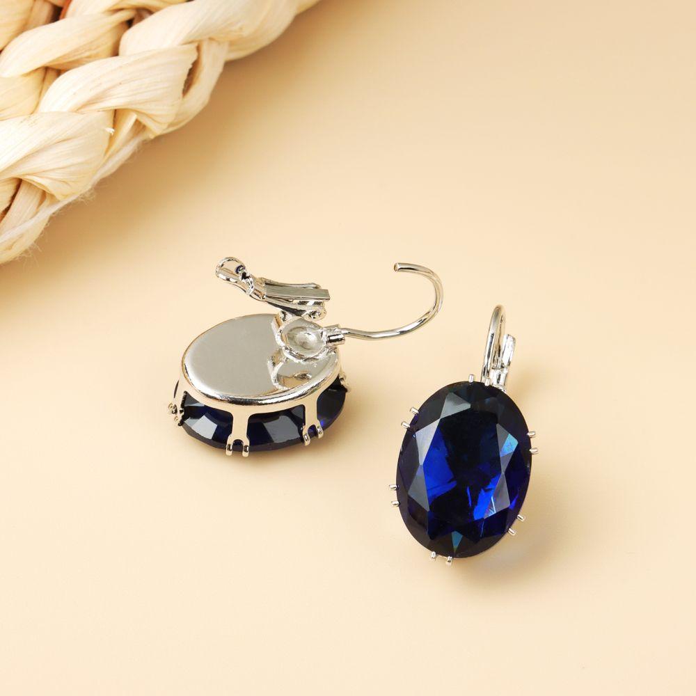Khuyên Tai Hình Oval Đính Đá Topaz Thời Trang Dự Tiệc