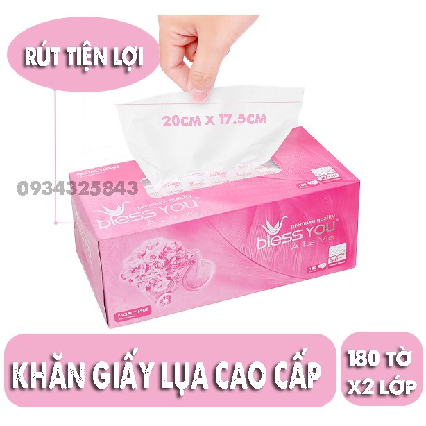 Hộp 180 tờ giấy rút cao cấp siêu mịn màng Bless You