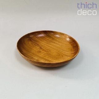 Đĩa gỗ tràm vàng Size to 18x4cm gỗ decor tự nhiên hình tròn, nhiều kích thước, đĩa gỗ tiện nguyên khối, hàng Việt Nam