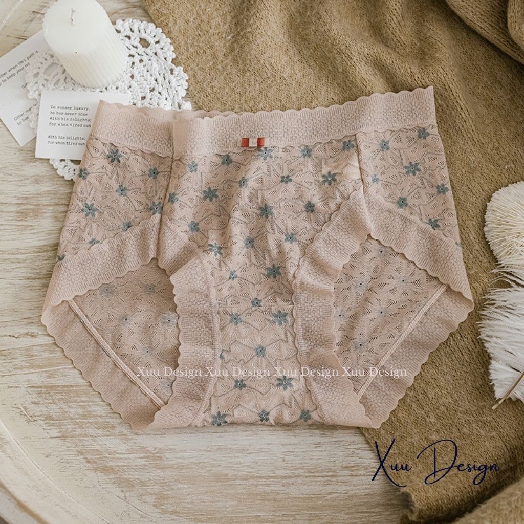 Quần lót nữ ren gấm cao cấp thêu hoa tinh tế, ren hoa thông thoáng gợi cảm - Wexuu Design QC60