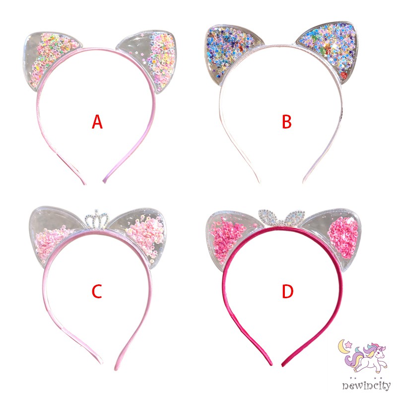 Băng đô hình tai thú đính sequin dễ thương dành cho bé gái