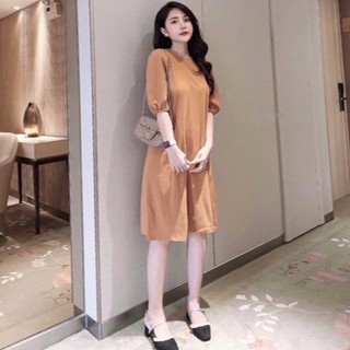 Váy suông tay lỡ bo tay chất đũi xinh xắn