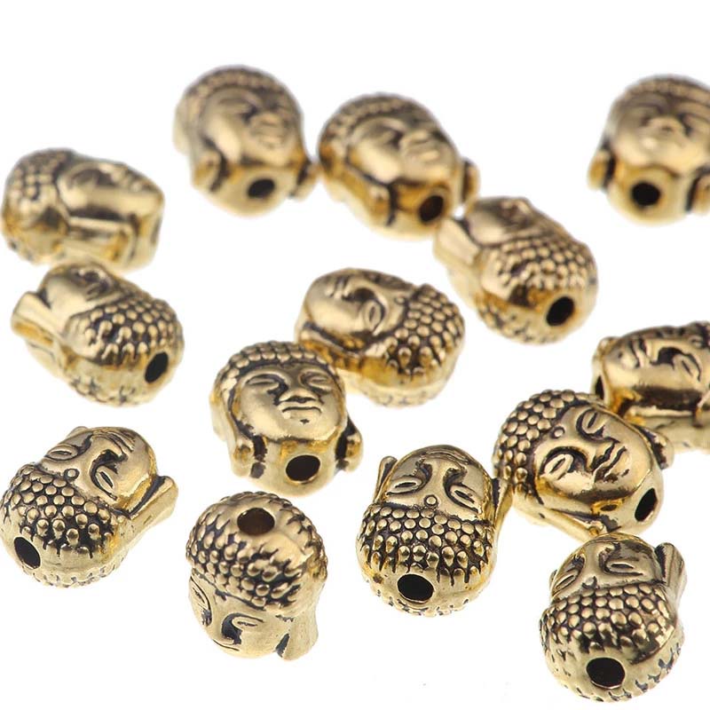 Bộ 20 Hạt Xâu Làm Trang Sức Hình Đầu Phật 10x8mm Nhiều Màu Phong Cách Retro